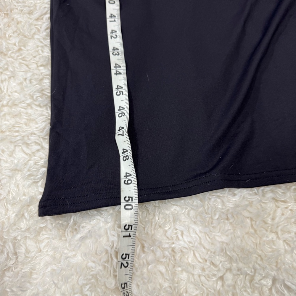 Meshki Women's Black Slip Dress Fitted Bodycon Low Back Slit Back Stretch Sz XL - Picture 8 of 11